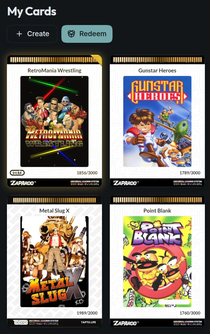 Zaparoo Online card collection interface